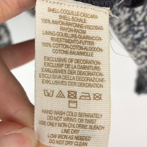 Free People blue printed Love Birds  mini dress / long tunic bohemian w/pockets - Picture 6 of 16